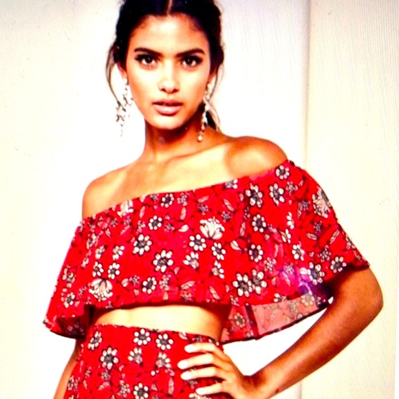 For Love and Lemons Pia Crop Top Red XS - Picture 4 of 7